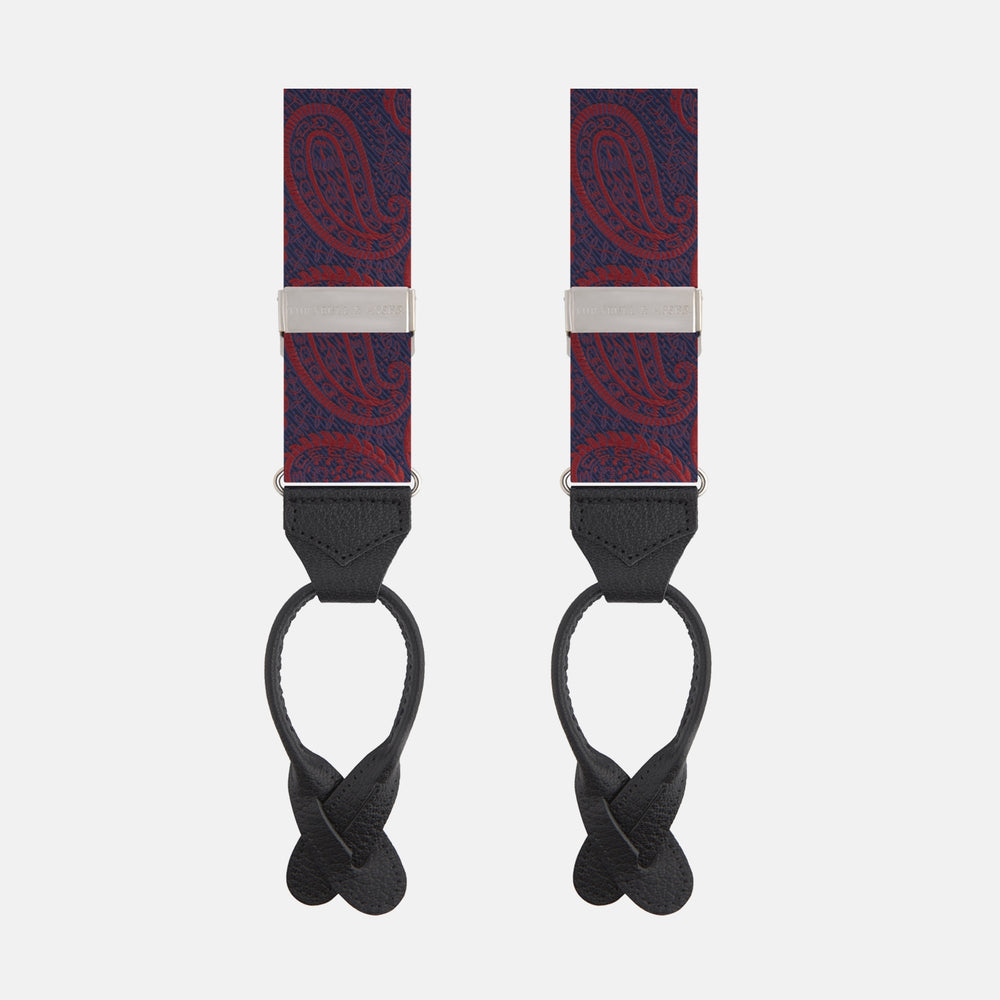 Red Jacquard Silk Paisley Braces