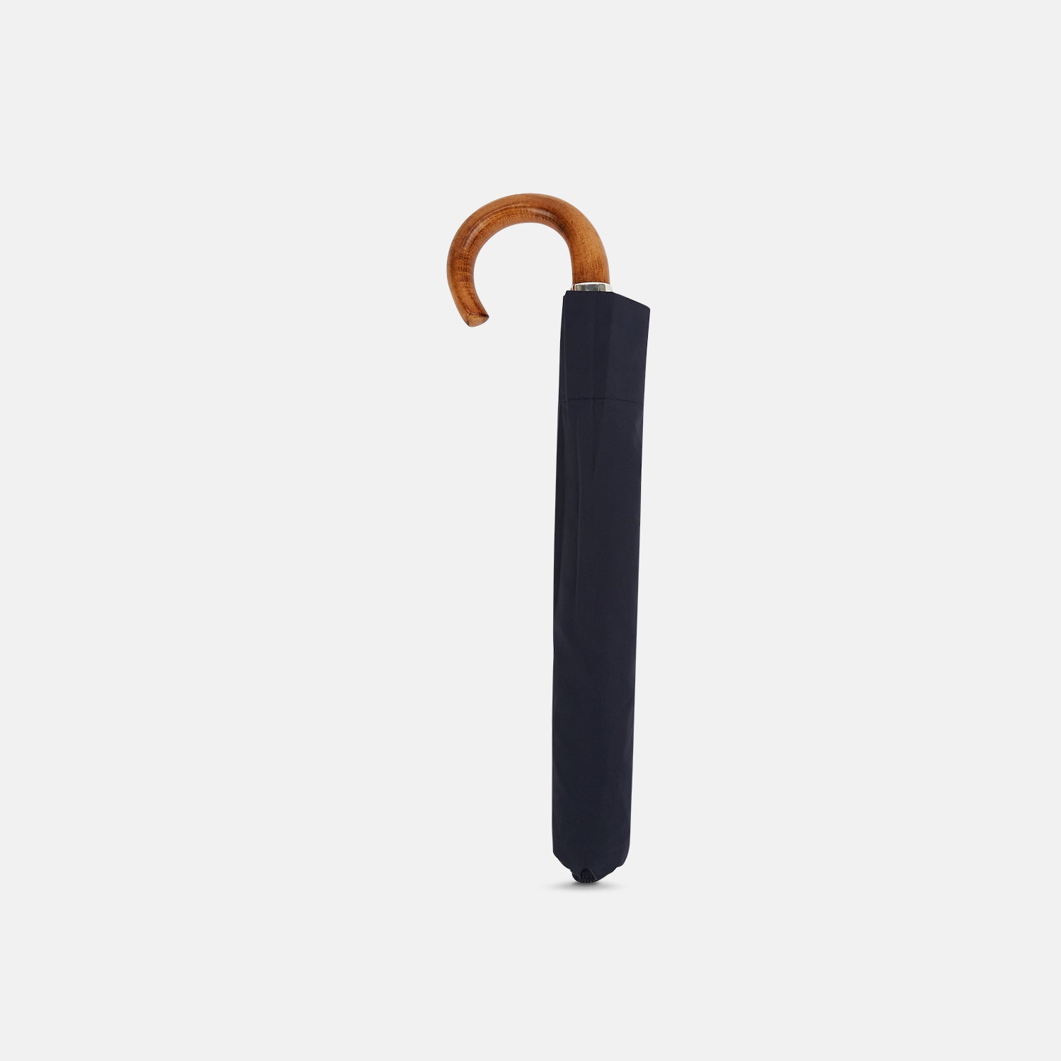 View 2 of product Navy Telescopic Umbrella with Brown Maple Crook Handle