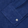 View 6 of product Plain Indigo Linen Weekend Fit Shirt with Stand Collar