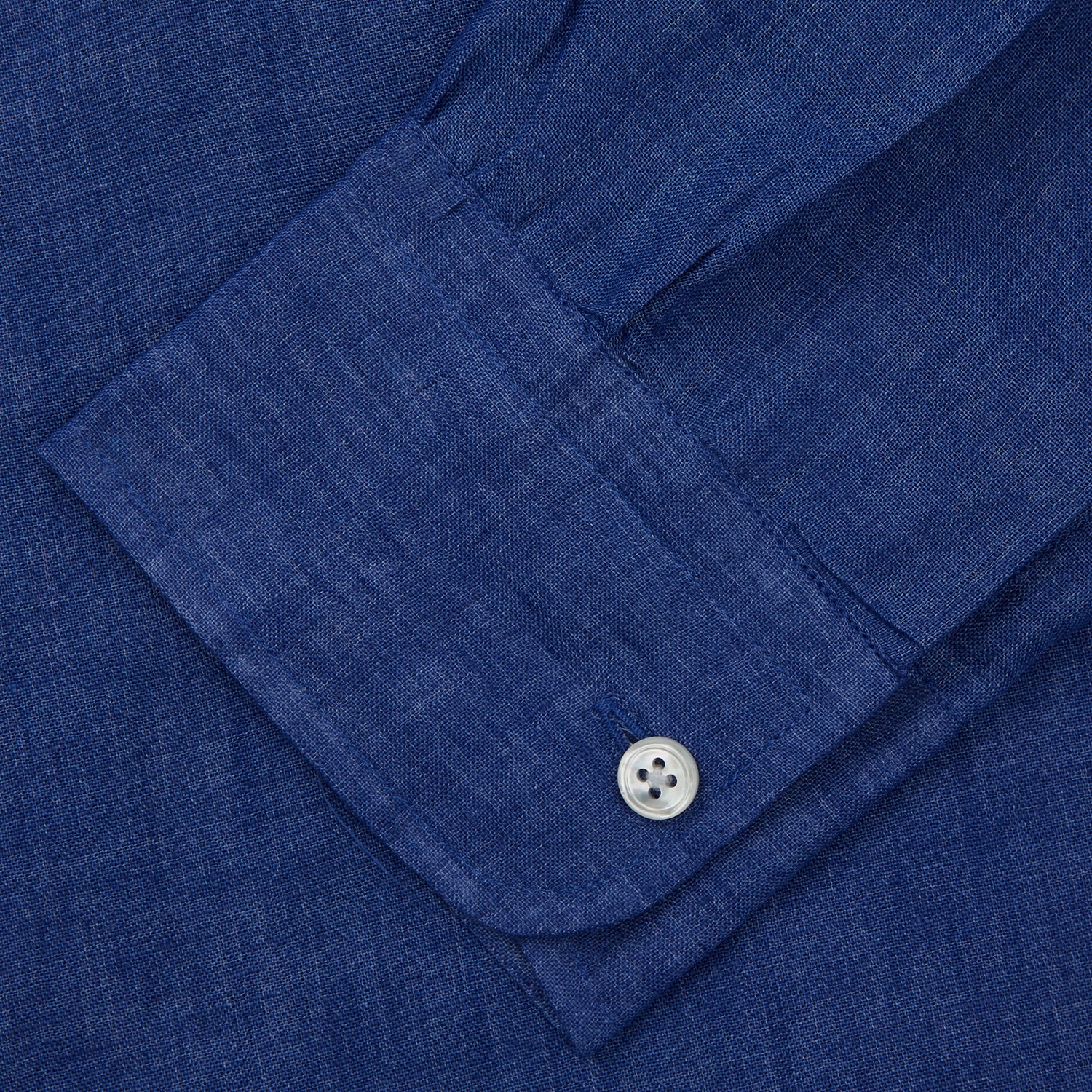 View 6 of product Plain Indigo Linen Weekend Fit Shirt with Stand Collar