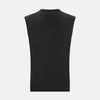 View 3 of product Charcoal Grey Melange V-Neck Sleeveless Cashmere Vest