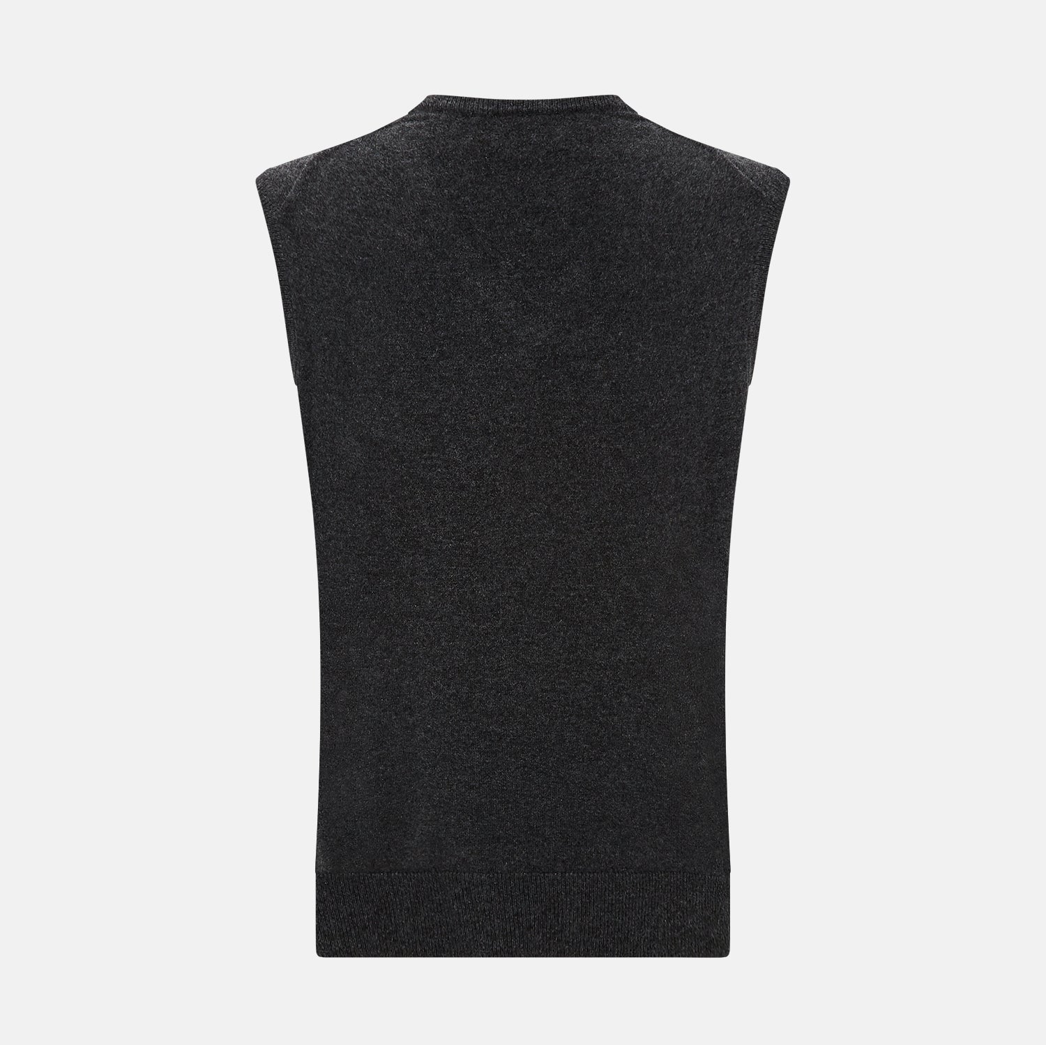 View 3 of product Charcoal Grey Melange V-Neck Sleeveless Cashmere Vest