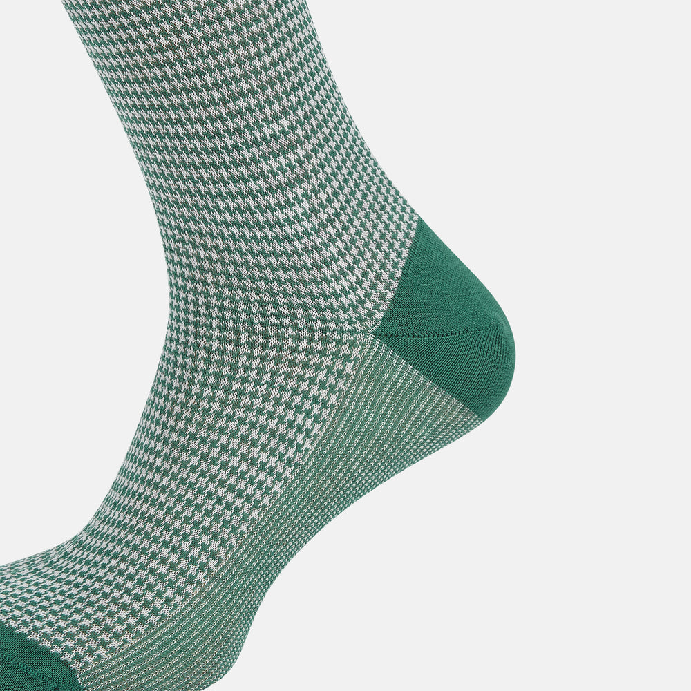 Ivory Houndstooth Mid-Length Socks