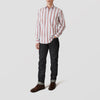 View 2 of product Red, Blue & White Stripe Weekend Fit Shirt with Derby Collar & 1-Button Cuffs