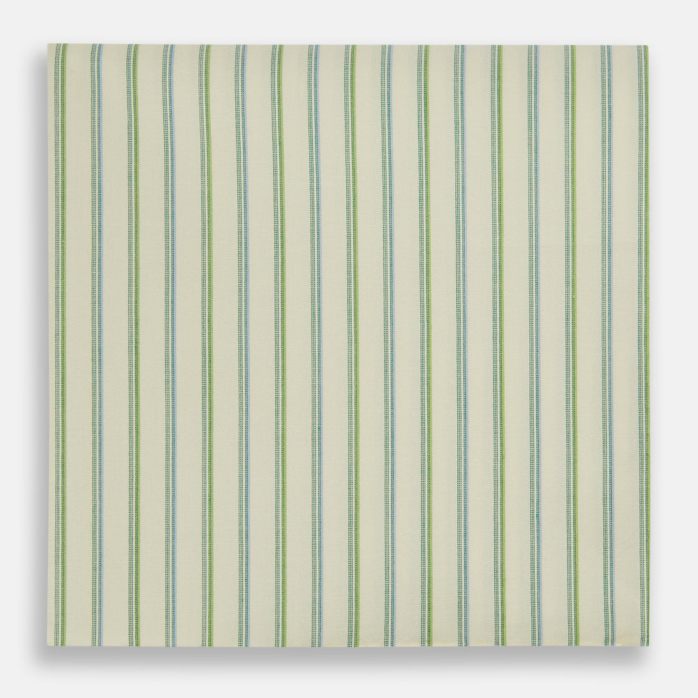 Hand Rolled Green Double Stripe Handkerchief