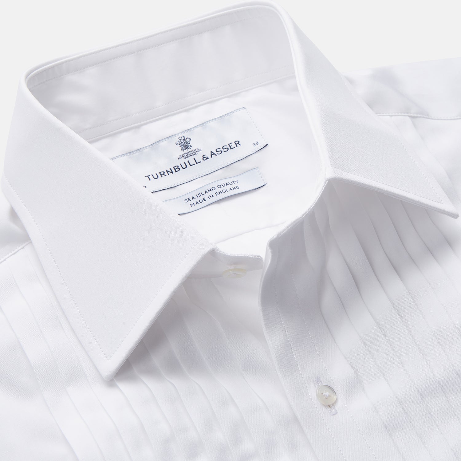 View 2 of product White Pleated Cotton Dress Shirt with T&A Collar and Double Cuffs