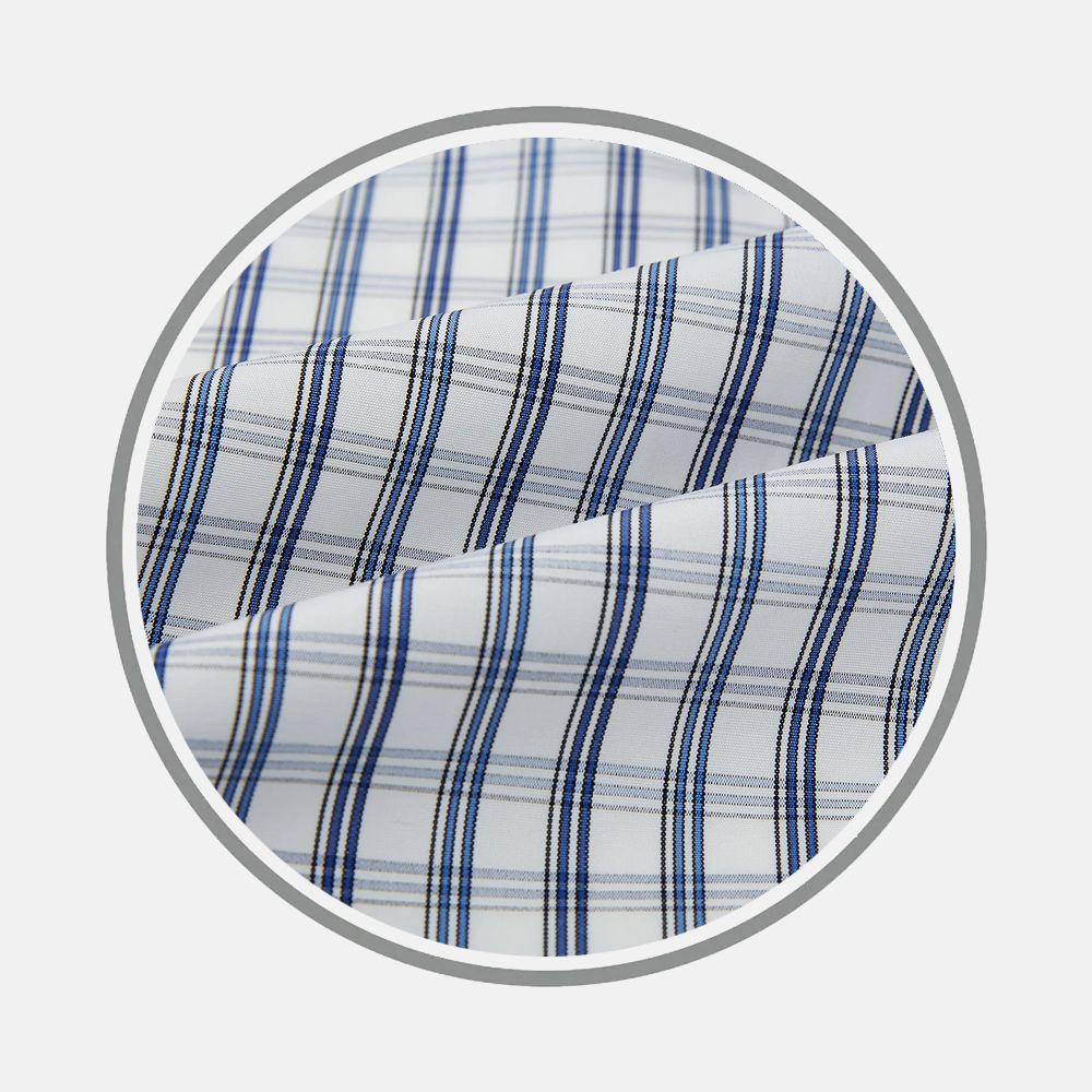 Navy and Blue Multi Tattersall Fabric