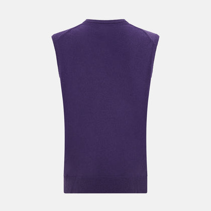Purple Cashmere V-Neck Vest Image 2