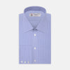 View 1 of product Blue Fine Check Sea Island Quality Cotton Shirt with T&amp;A Collar and 3-Button Cuffs
