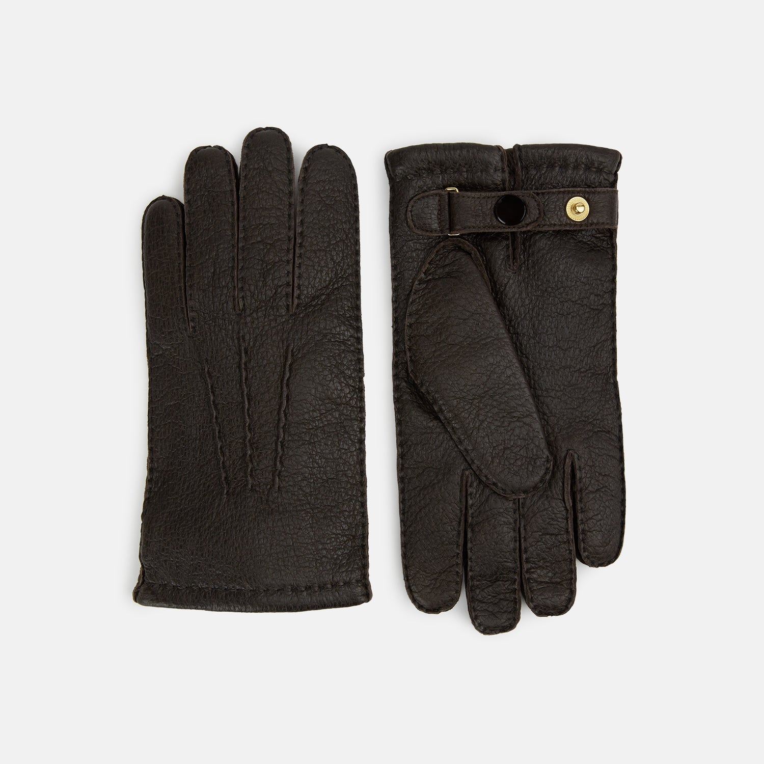 View 1 of product Dark Chocolate Cashmere-Lined Peccary Leather Gloves
