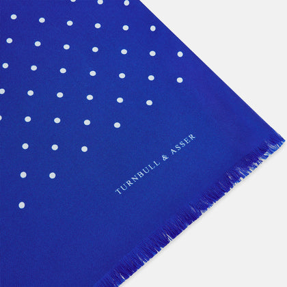 Royal Blue and White Spotted Silk Scarf