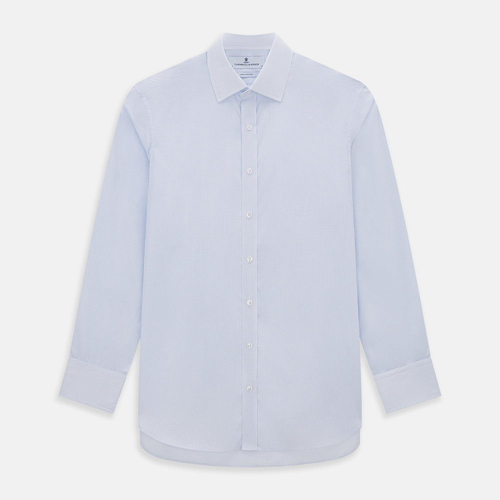 Blue and White Micro Check Mayfair Shirt
