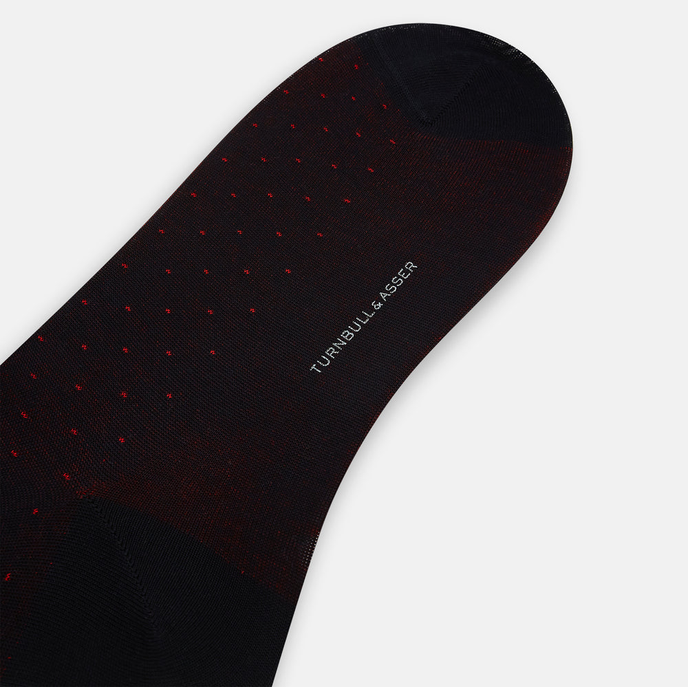 Navy/Red Polka Dot Mid-Length Socks