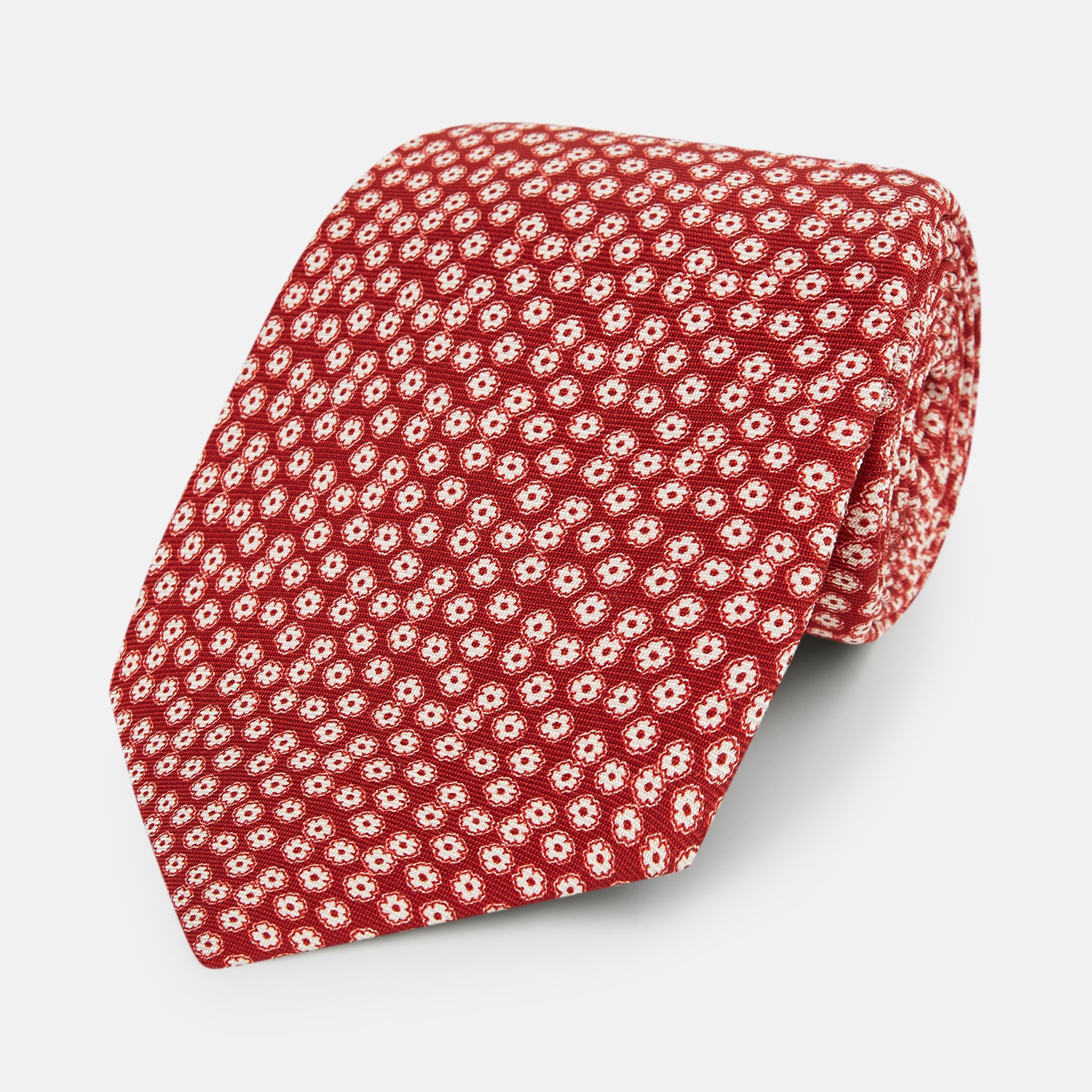 View 1 of product Red Flower-Patterned Printed Silk Tie