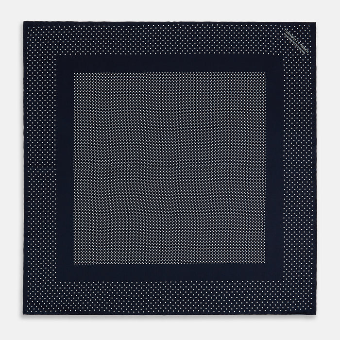 Navy and White Dot Silk Pocket Square Image 3