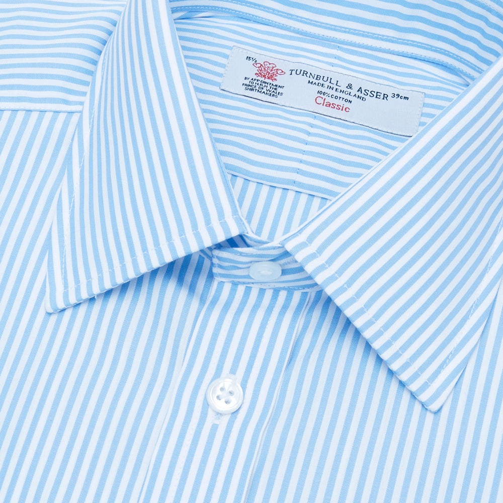 Light Blue Bengal Stripe Shirt with T&A Collar and Double Cuffs – Turnbull & Asser US