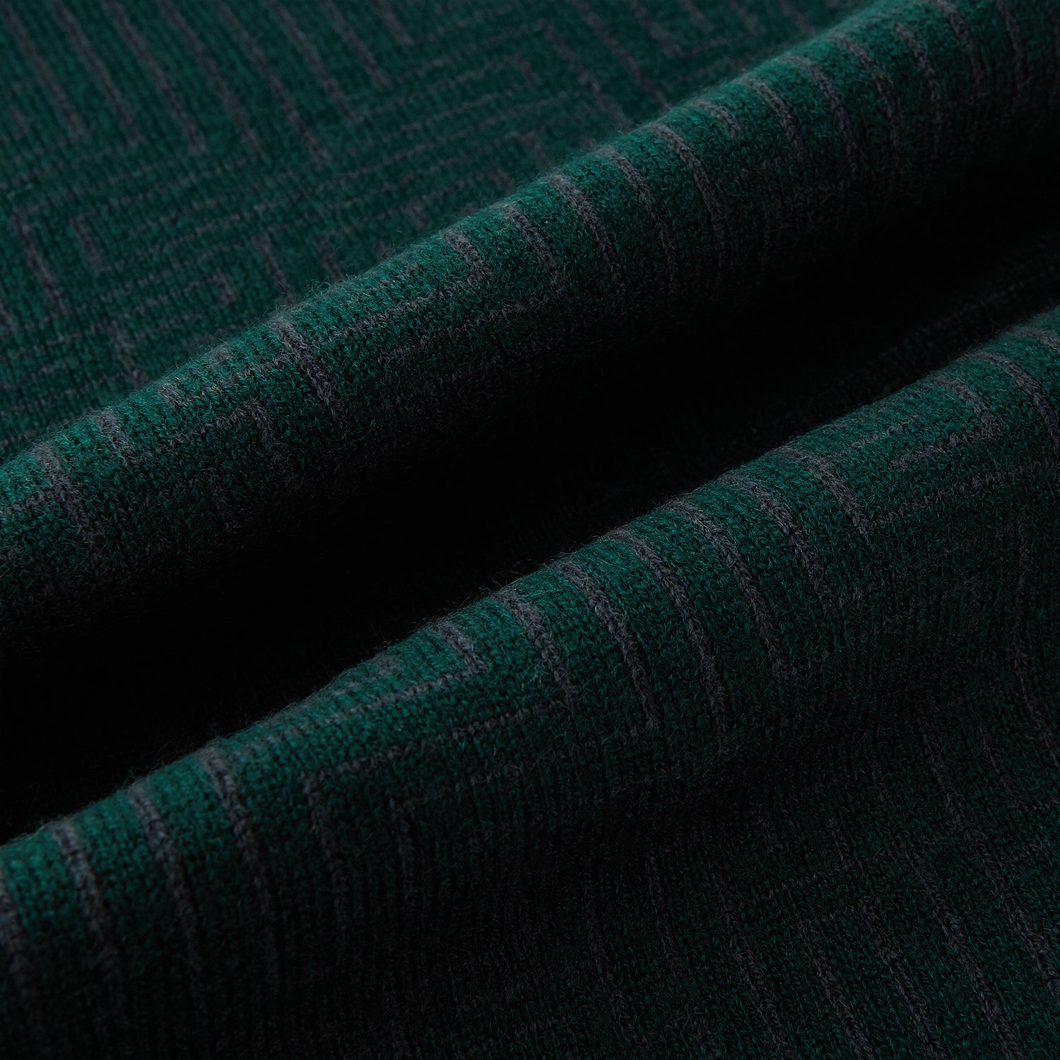 View 3 of product Forest Green and Charcoal Fretwork Cashmere Knitted Scarf