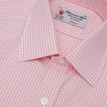 Light Pink Gingham Check Shirt with T&amp;A Collar and 3-Button Cuffs Image 4
