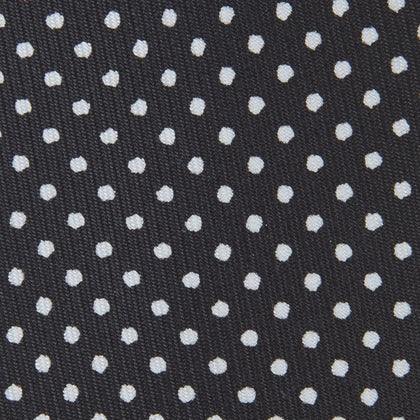 Black and White Spot Printed Silk Tie Image 2
