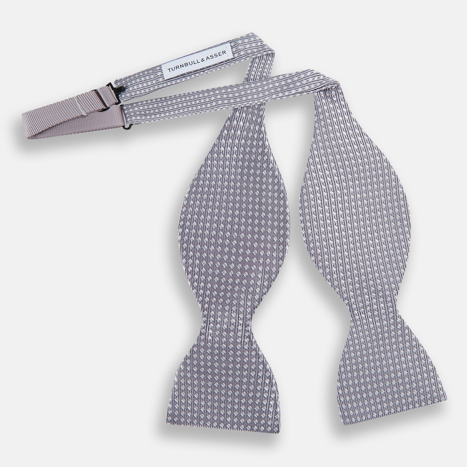 View 2 of product Silver and White Square Silk Bow Tie