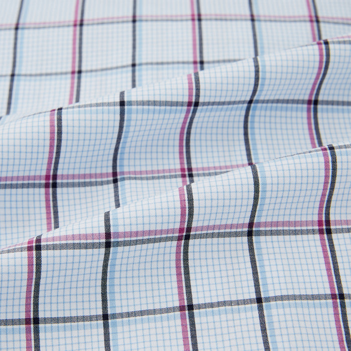 Burgundy and Blue Check Pyjama Shirt Image 5