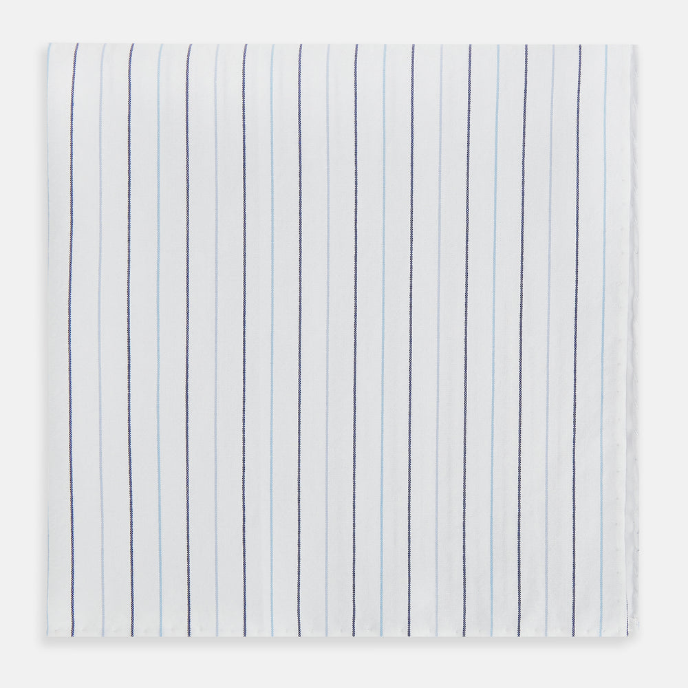 Navy and Blue Wide Pinstripe Hand-Rolled Handkerchief