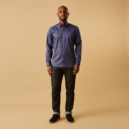 Blue Piece Dyed Weekend Fit Suffolk Shirt Image 5