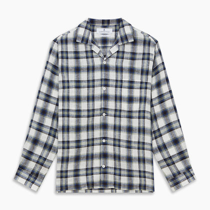 Green Multi Check Linen Holiday Fit Winnington Shirt Image 5