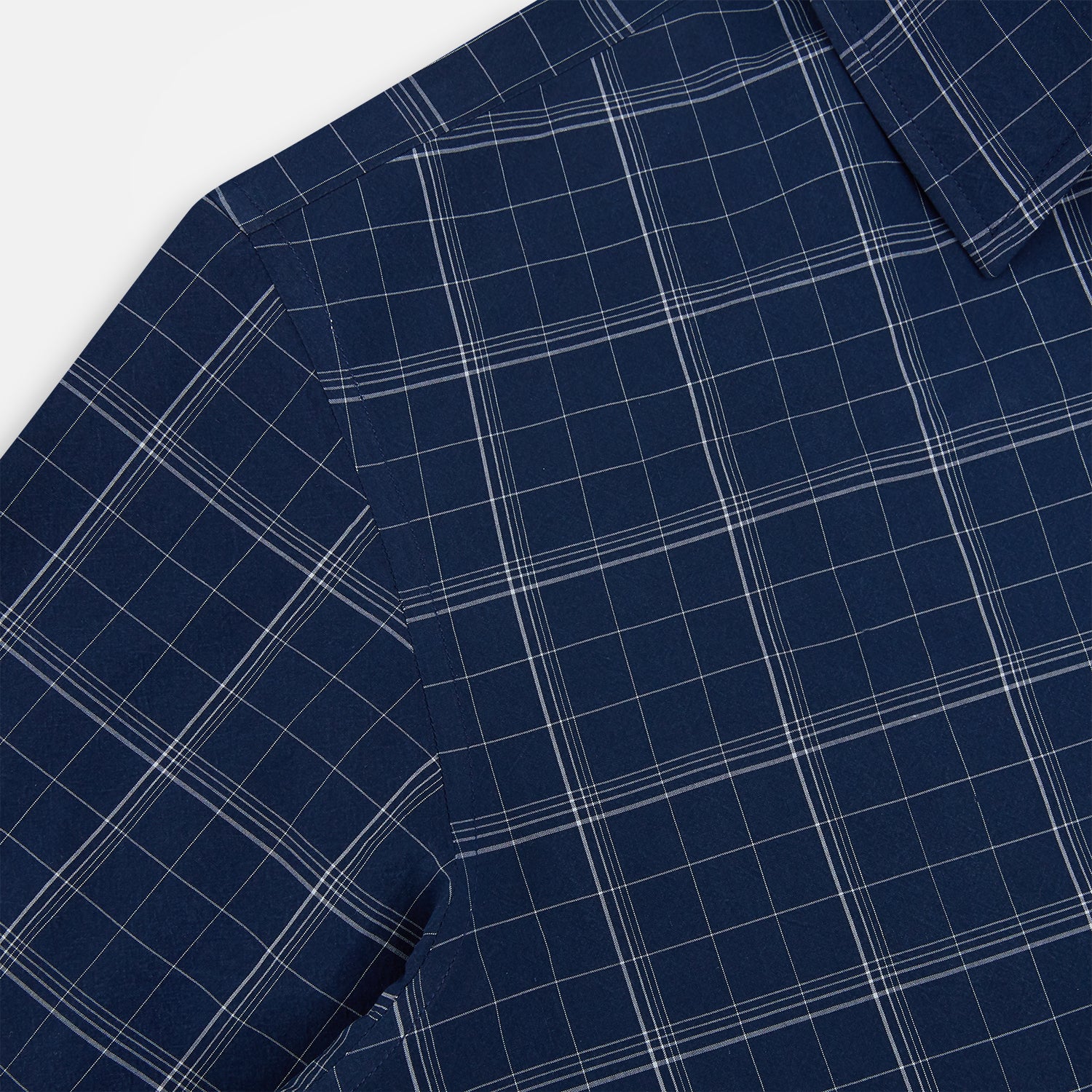 View 6 of product Indigo and White Thin Plaid Check Windsor Shirt