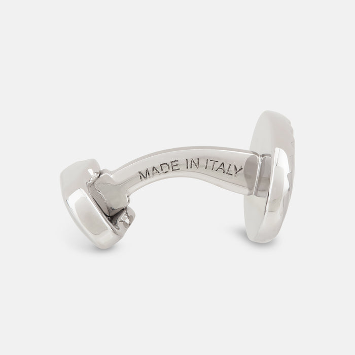 Silver Striped Oval Cufflinks Image 1