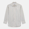 View 1 of product Green Multi Stripe Regular Fit Shirt with T&A Collar and 3 Button Cuffs