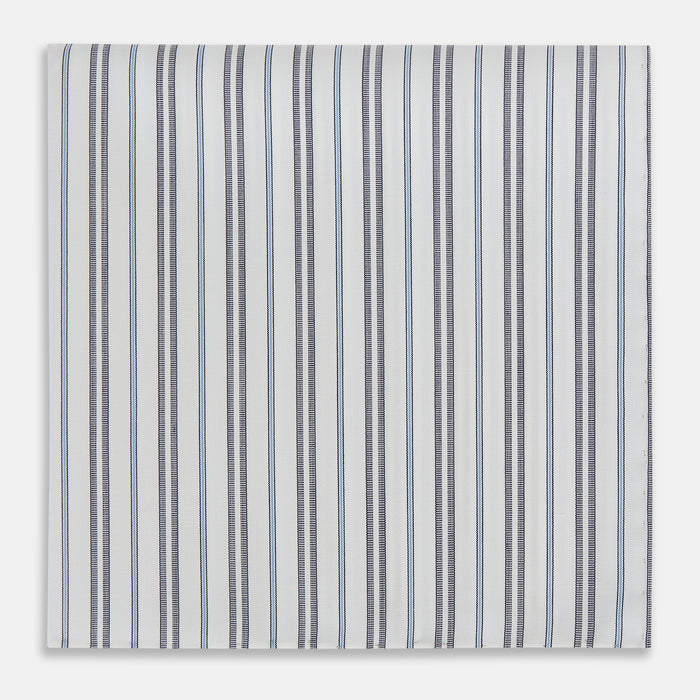 Navy and Light Blue Track Stripe Hand-Rolled Handkerchief