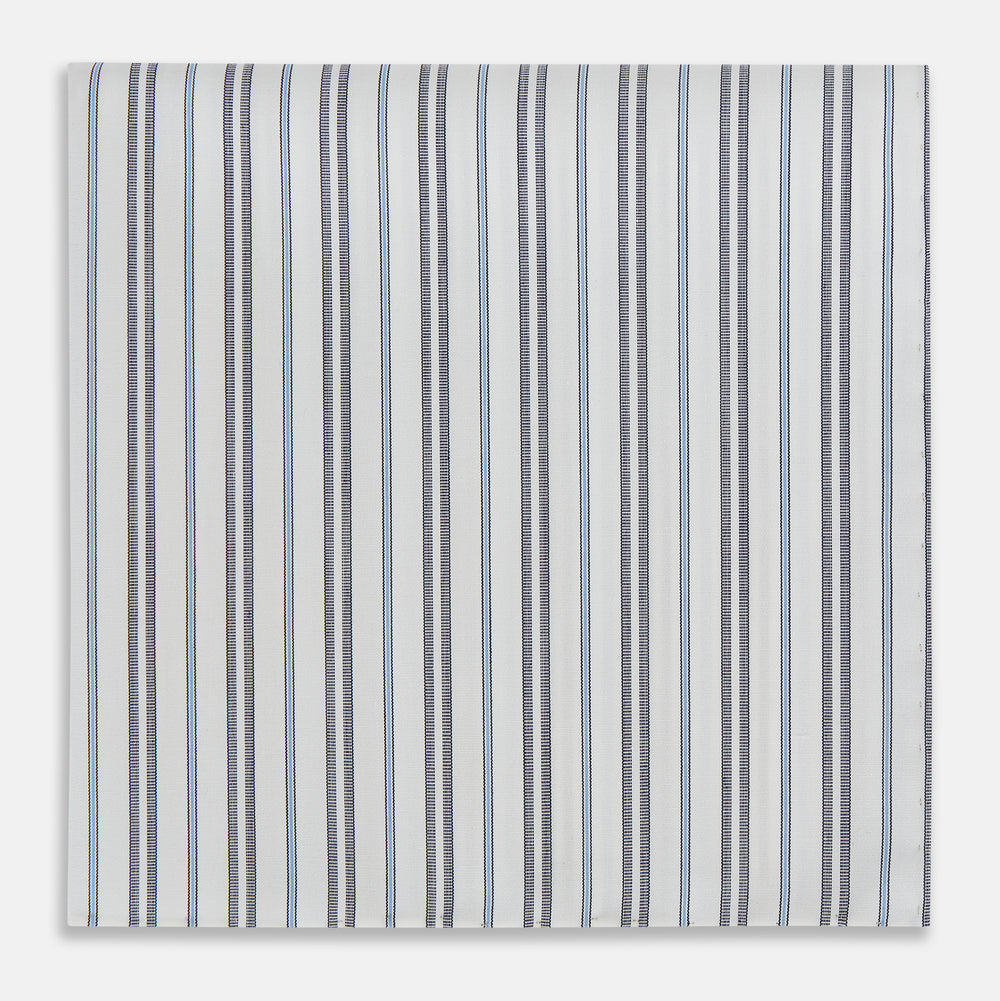 Navy and Light Blue Track Stripe Hand-Rolled Handkerchief