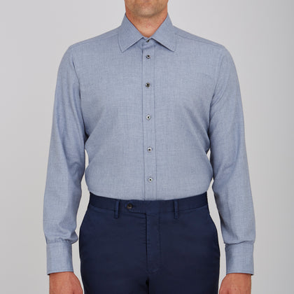 Grey Cashmere Blend Classic Shirt with T & A Collar Image 1