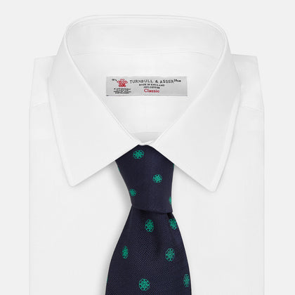 Green flower and navy silk tie Image 1
