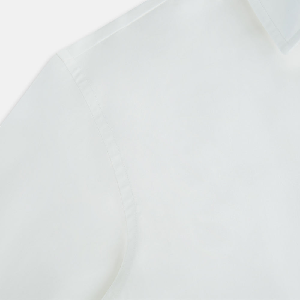 PLAIN WHITE WINDSOR SHIRT WITH TURNBULL OPEN COLLAR AND 3-BUTTON CUFFS