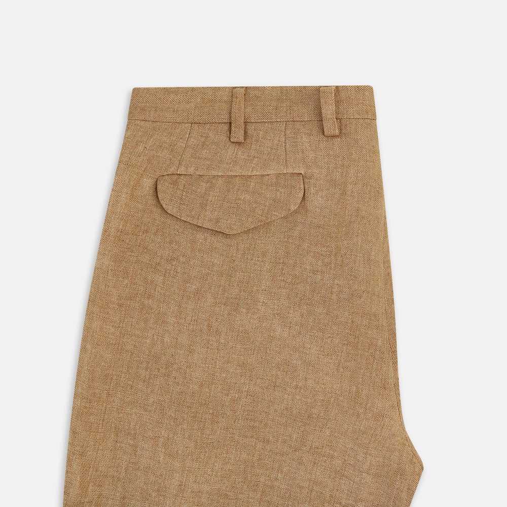 Camel Striped Linen Edmund trousers