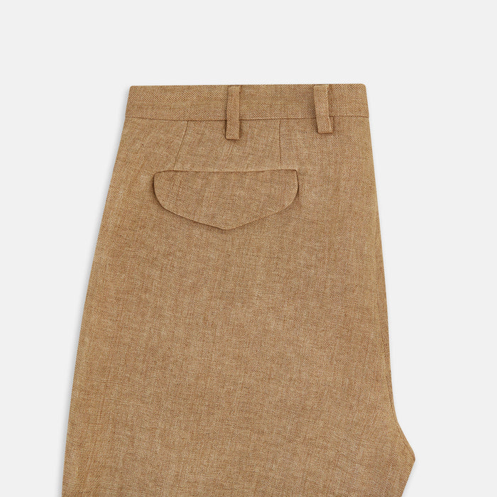 Camel Striped Linen Edmund trousers Image 4