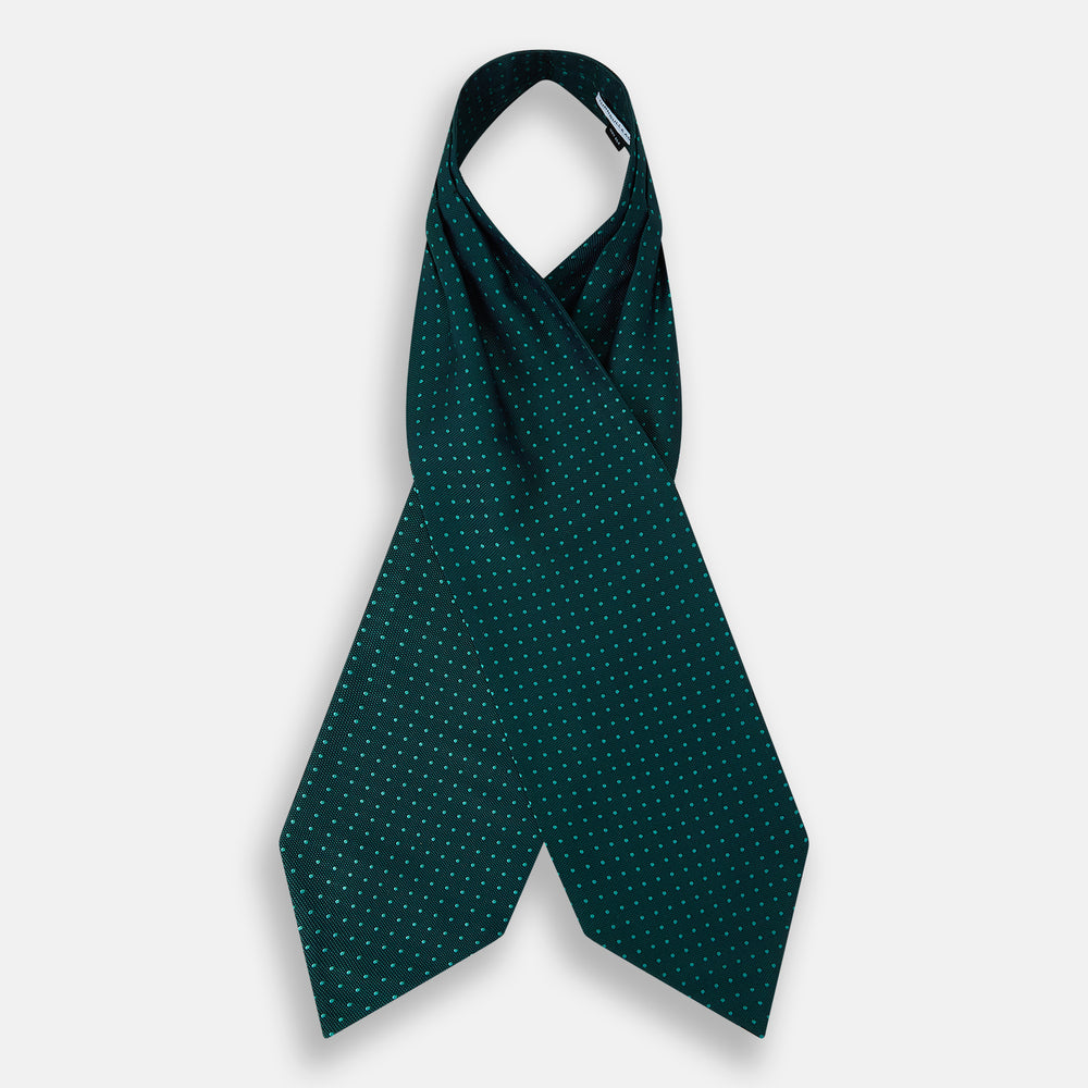 Turquoise and Forest Green Micro Dot Silk Cravat