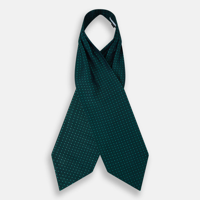 Turquoise and Forest Green Micro Dot Silk Cravat Image 1