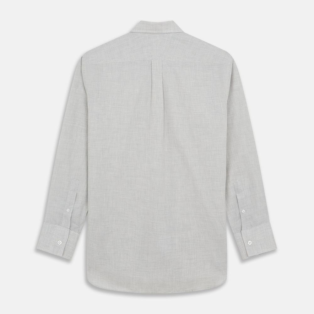 Grey Fine Check Cotton Blend Weekend Fit Suffolk Shirt