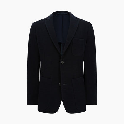 NAVY KNITTED CAMBRIDGE BLAZER Image 4