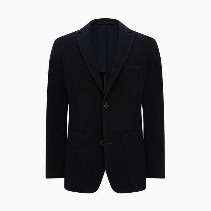 NAVY KNITTED CAMBRIDGE BLAZER Image 4