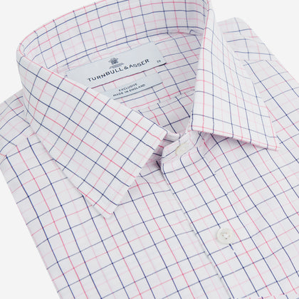 Pink Overlay Grid Check Mayfair Shirt Image 1