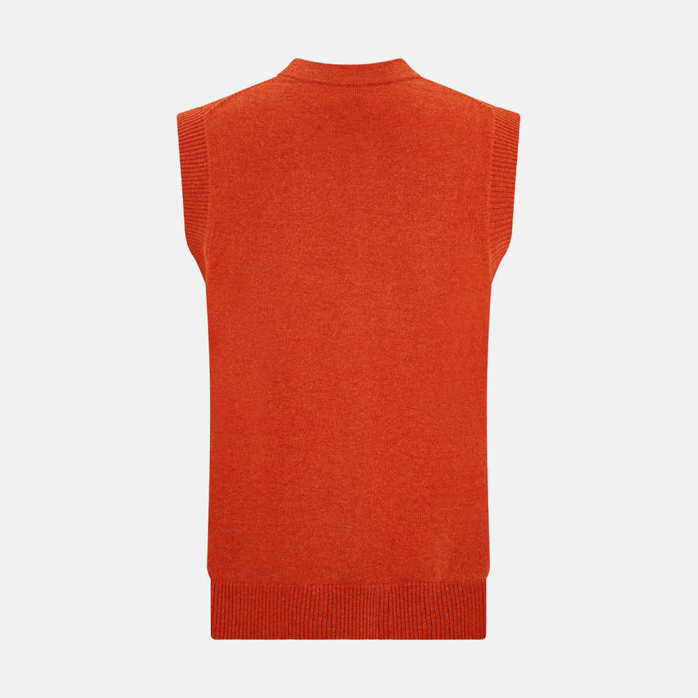 Red Orange Cashmere Sleeveless Cardigan