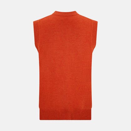 Red Orange Cashmere Sleeveless Cardigan Image 2