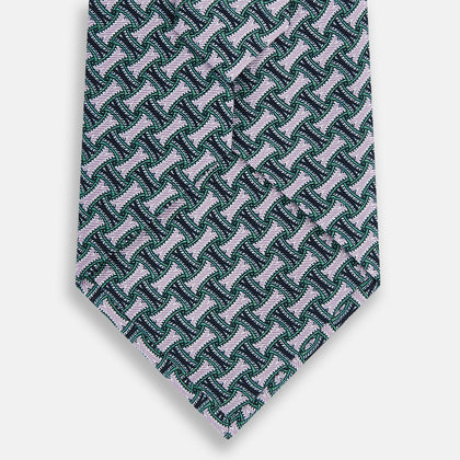 Lilac and Kelly Weave Patterned Silk Tie Image 2