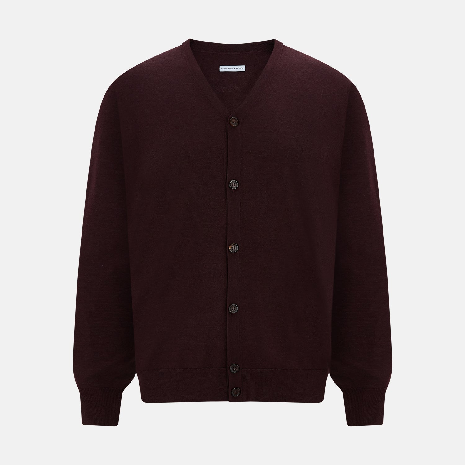 View 1 of product Burgundy Fine Merino V-Neck Cardigan