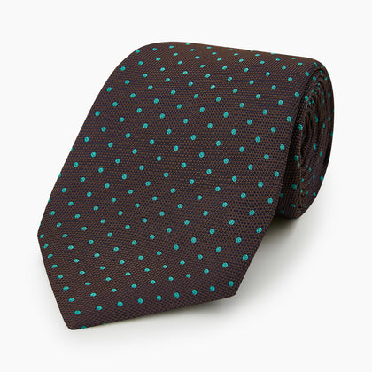 Turquoise and Forest Green Micro Dot Silk Tie Image 4