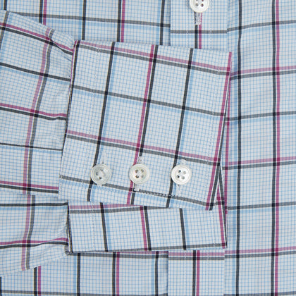 Blue and Pink Tattersall Check Mayfair Shirt Image 2